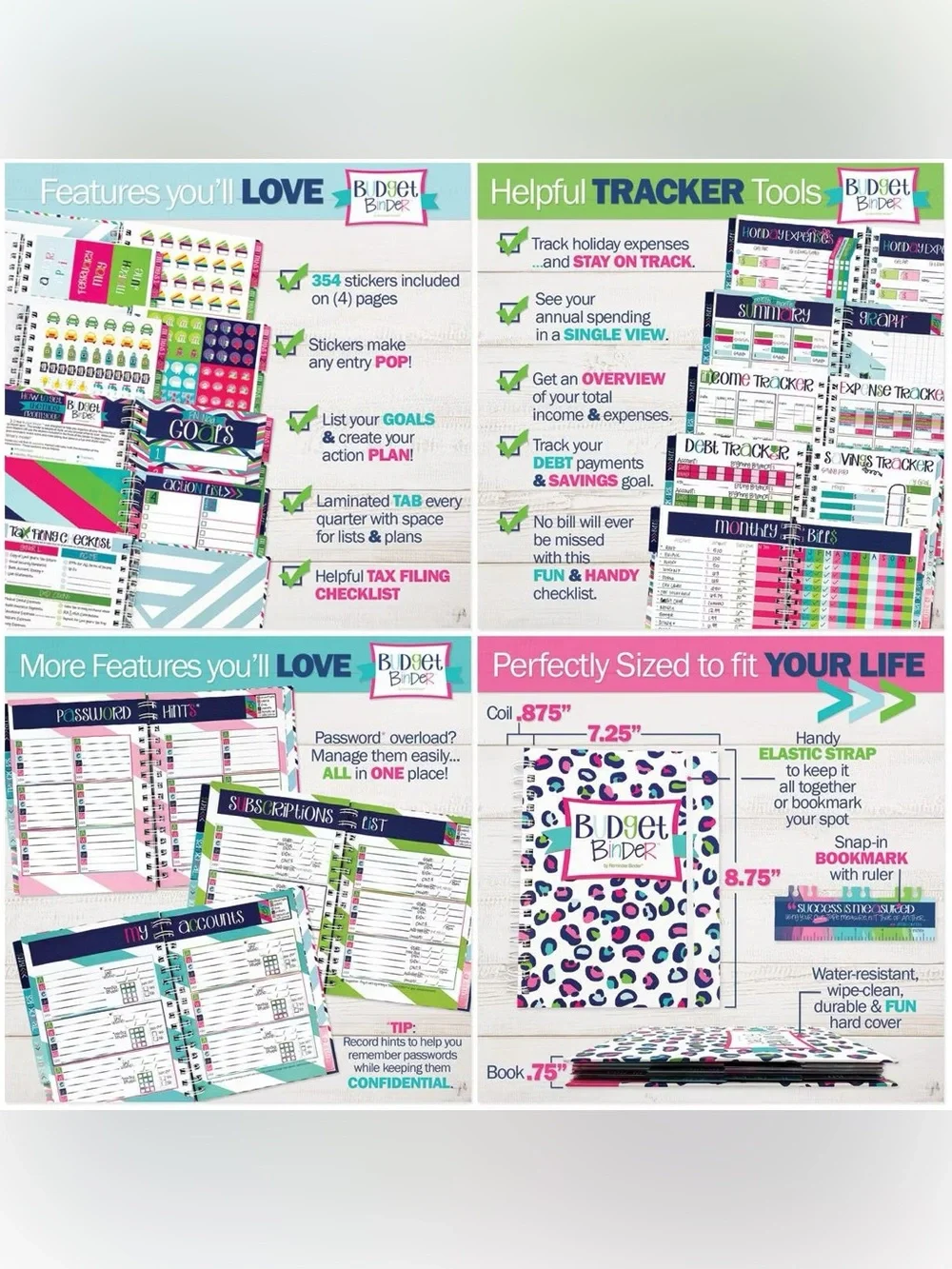 Denise Albright 12-Month Budget Planner, Bill & Expense Tracker, Undated, NWT